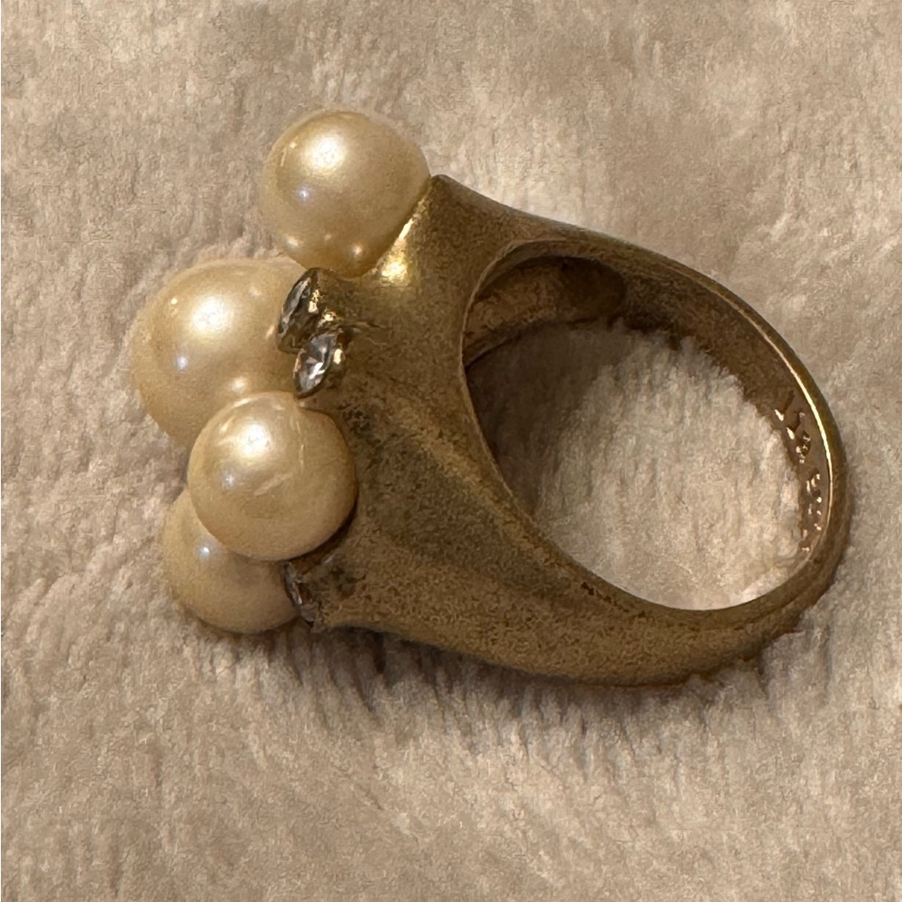 Lia Sophia Gold Ring with Cream Pearls and Silver Accents - Picture 2 of 5